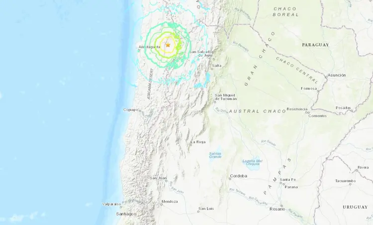 Terremoto: até ao momento não foram relatadas vítimas no Chile (USGS/Reprodução)