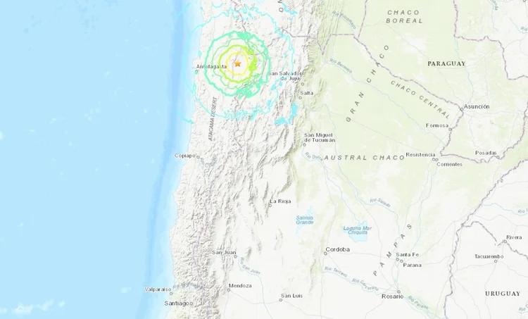 Terremoto: até ao momento não foram relatadas vítimas no Chile (USGS/Reprodução)