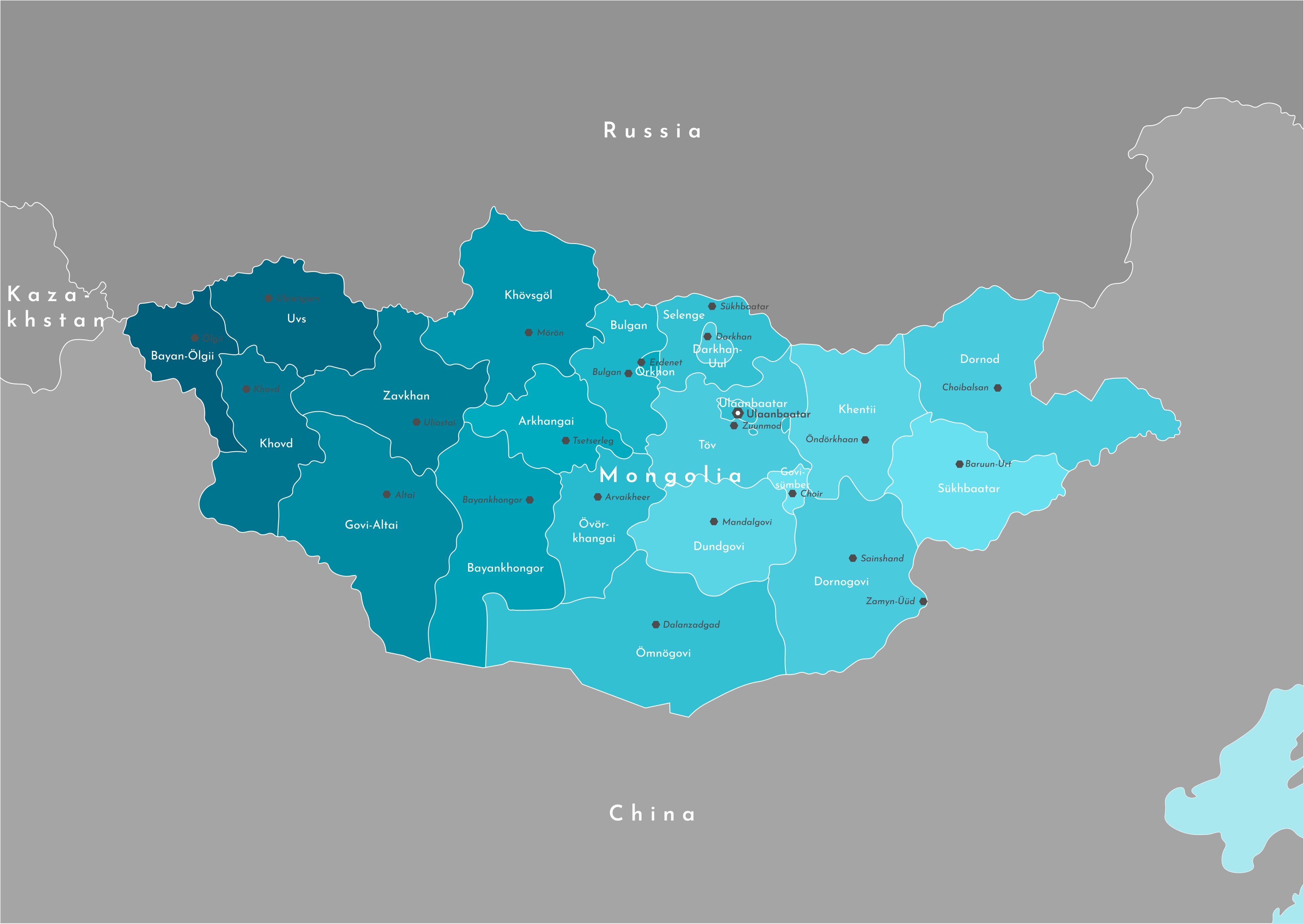 Карта монголии с аймаками