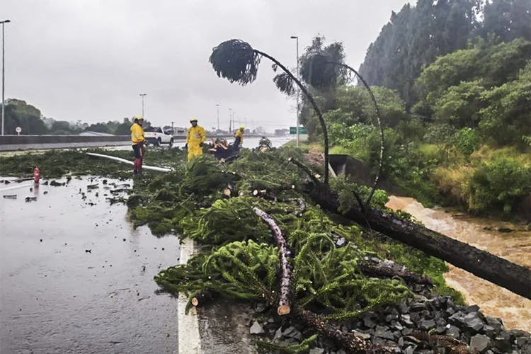 Estragos do ciclone bomba que passou por Santa Catarina em julho. (Corpo de Bombeiros Militar de Santa Catarina/Divulgação)