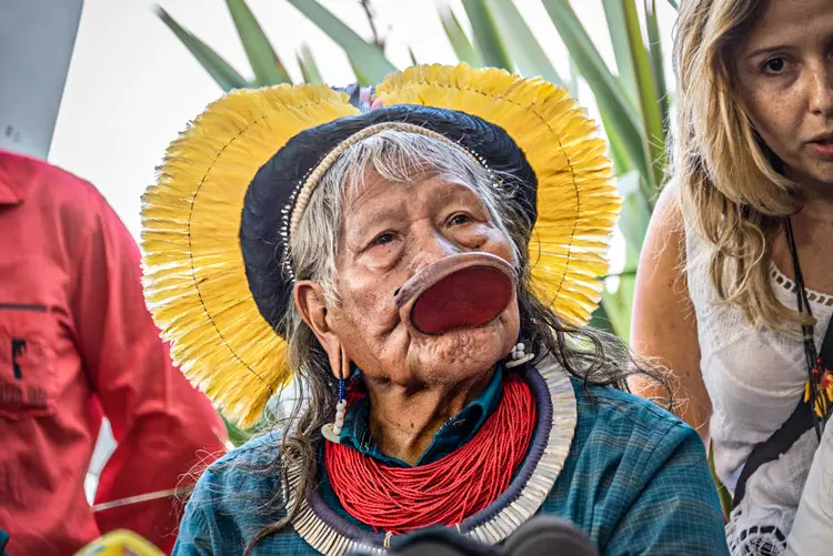 Indicado ao prêmio Nobel da Paz em 2019, Raoni está internado em Sinop (MT) (Samuel Boivin/NurPhoto/Getty Images)