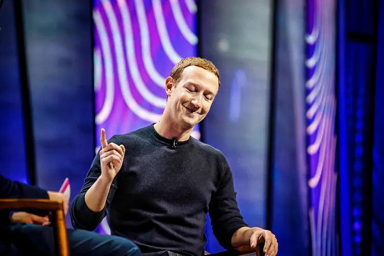 Mark Zuckerberg, presidente do Facebook: mais de 180 milhões de empresas usam o Facebook, Instagram, Messenger ou WhatsApp diariamente para alcançar seus clientes (George Frey/Bloomberg via Getty Images/Getty Images)