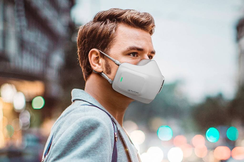 LG: companhia lançou máscara recarregável e com purificador de ar acoplado (LG/Divulgação)