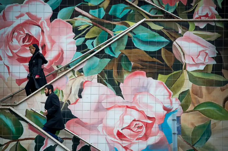 Teerã: escadaria de ladrilhos na capital do Irã.  (Ali Mohammadi/Getty Images)