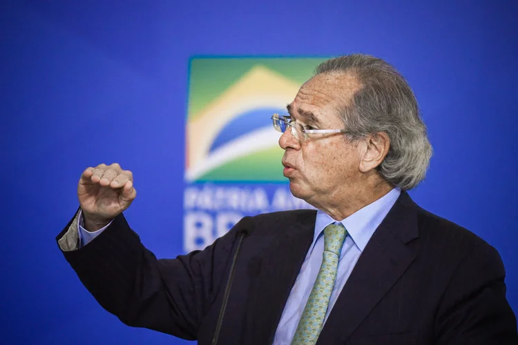 Paulo Guedes, ministro da Economia, em cerimônia no Palácio do Planalto, em 19 de agosto de 2020.  (André Borges/Getty Images)