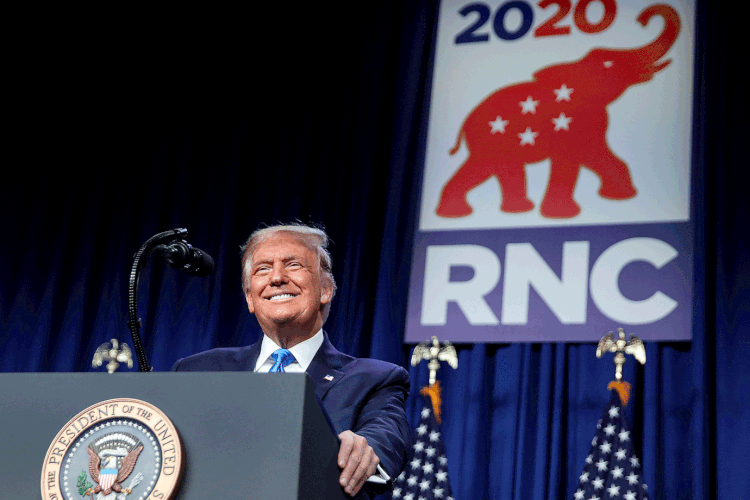 Trump: presidente americano foi oficialmente indicado pelo Partido Republicano como candidato à reeleição (Carlos Barria/Reuters)