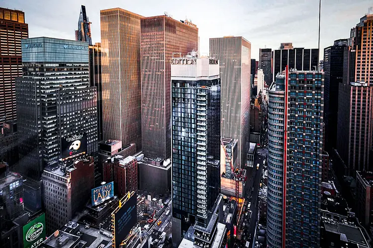 Região da Times Square, em Nova York. (Bloomberg/Bloomberg)