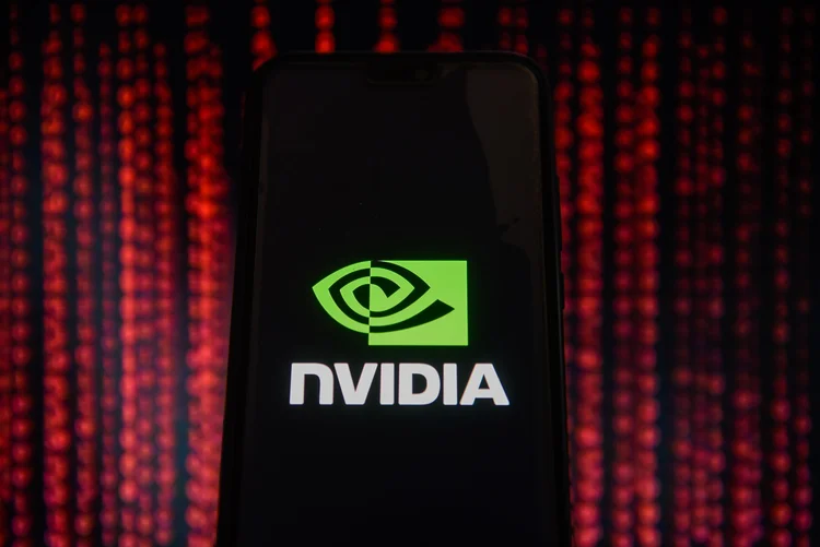 POLAND - 2019/01/30:  In this photo illustration, the Nvidia logo is seen displayed on an Android mobile phone. (Photo Illustration by Omar Marques/SOPA Images/LightRocket via Getty Images) (Omar Marques/SOPA Images/LightRocket via Getty Images/Getty Images)