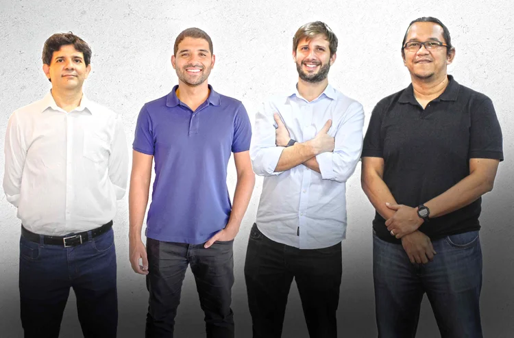 Marco Cristo, Berthier Ribeiro, Theo Ramalho e Márcio Palheta, sócios da UME: 500 milhões de reais em concessão de crédito por mês (Divulgação/Divulgação)