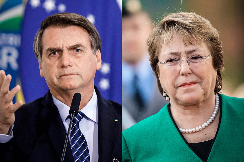 Bolsonaro ataca alta comissária da ONU, Michelle Bachelet (Montagem/Exame)