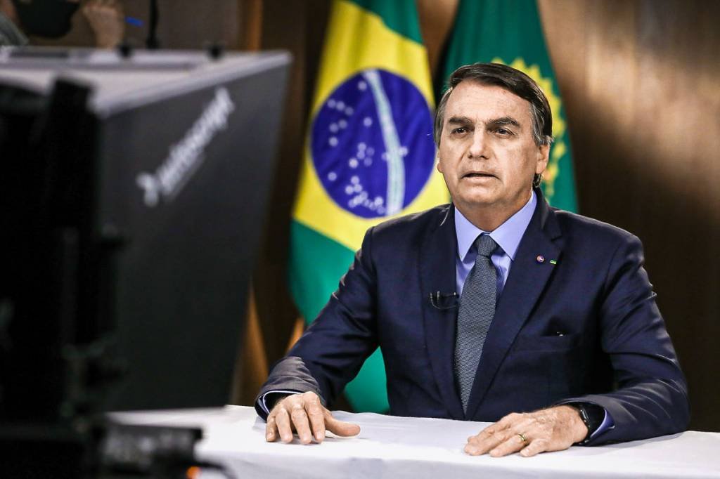 Bolsonaro durante gravação de seu discurso na ONU: desaprovação do presidente voltou a subir (Marcos Corrêa/PR/Divulgação)