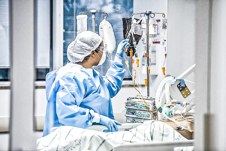 Minas Gerais: hospital de Belo Horizonte atende pacientes com covid-19. (Pedro Vilela/Getty Images)