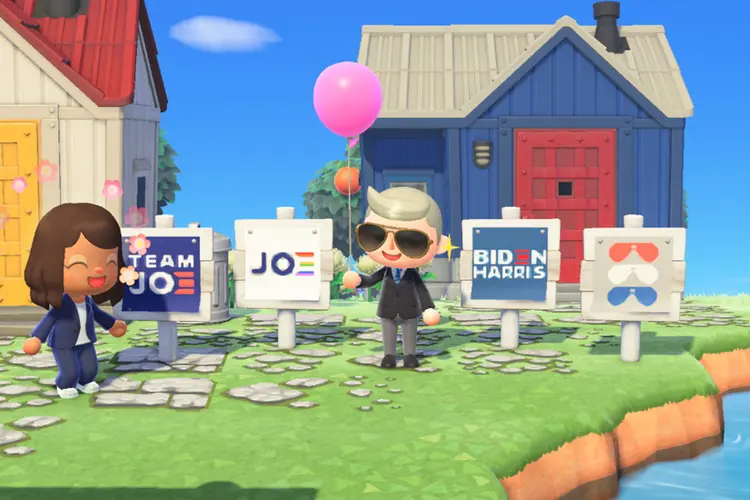 Campanha de Biden no Animal Crossing: candidato é forte entre eleitores jovens (Joe Biden Campaign/Reprodução)