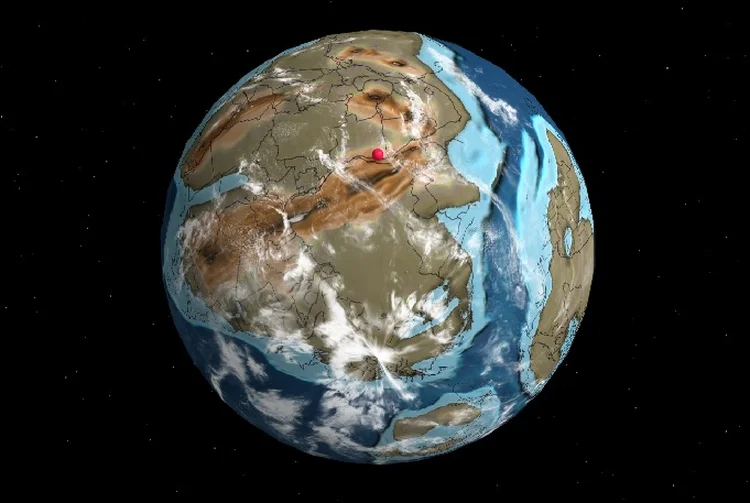 O Chifre da África ficaria separado do resto do continente, repetindo o que aconteceu na formação do Atlântico. (Ancient Earth Globe/Reprodução)