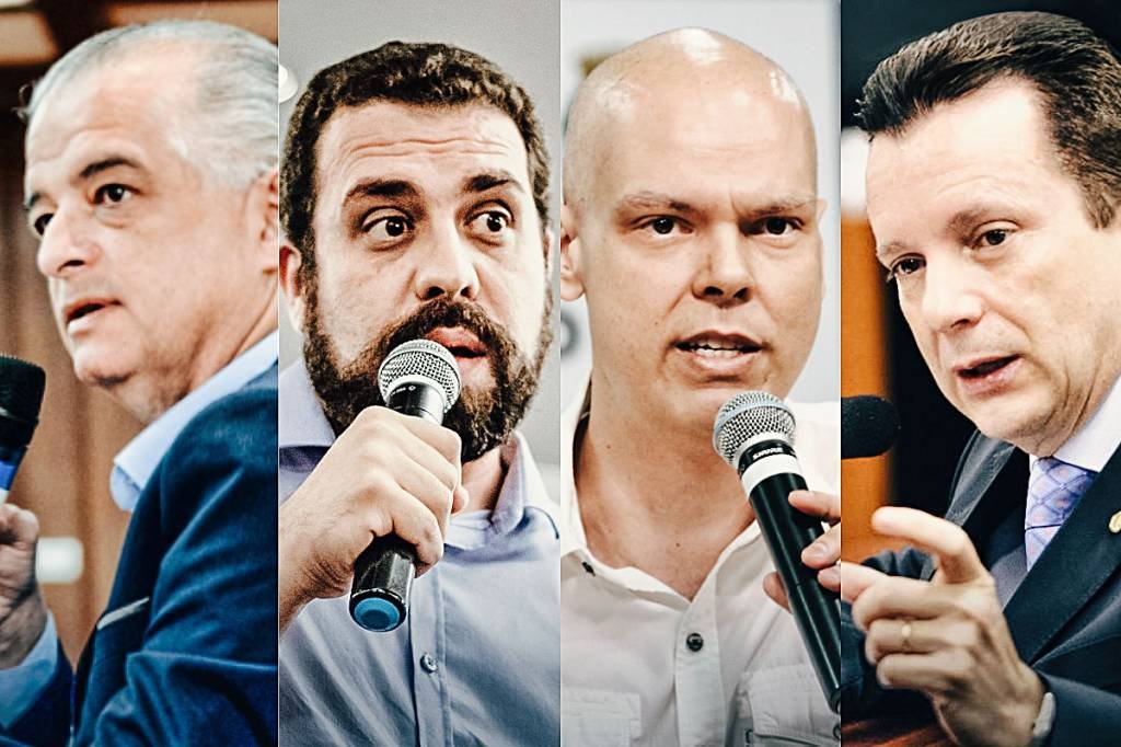 França, Boulos, Covas e Russomanno: os quatros candidatos lideram a disputa à Prefeitura de São Paulo (Montagem Exame/Divulgação)