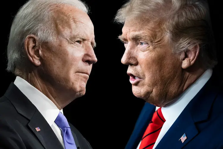 Joe Biden x Donald Trump: primeiro debate ocorrerá nesta noite (Montagem EXAME. (Foto Biden: Stefani Reynolds. Foto Trump: Bloomberg)/Exame)