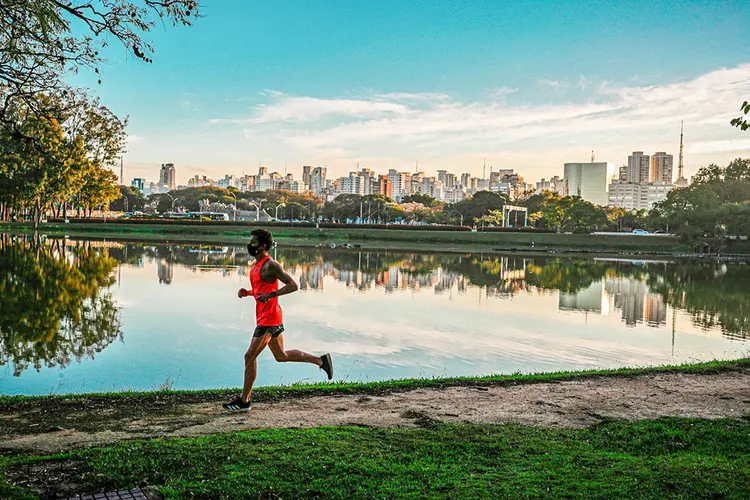 Parque do Ibirapuera: destaque dos arredores são os edifícios da Rua Curitiba, que têm vista para o lago (Amanda Perobelli/Reuters)