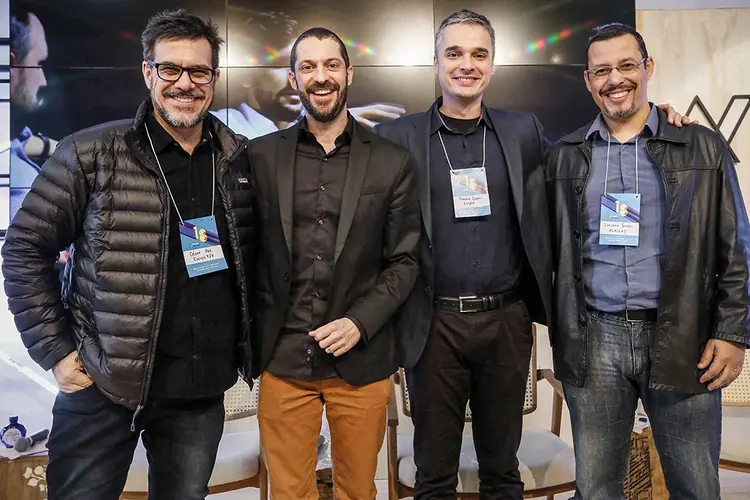 Paz, Secco, Goldoni e Terres, da startup gaúcha Alright: foco em geradores de conteúdo regional (Divulgação/Divulgação)
