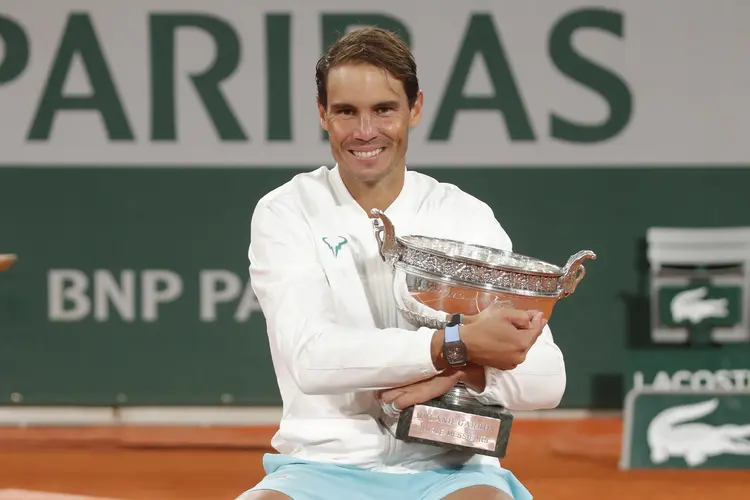 Rafael Nadal em comemoração após derrotar Matteo Berrettini no Aberto da Austrália deste ano (Charles Platiau/MFPress Global)