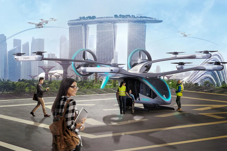 Embraer: A Eve está desenhando o eVTOL para caber nos helipontos atuais, mas com especificidades como estrutura de carregamento (Embraer/Divulgação)