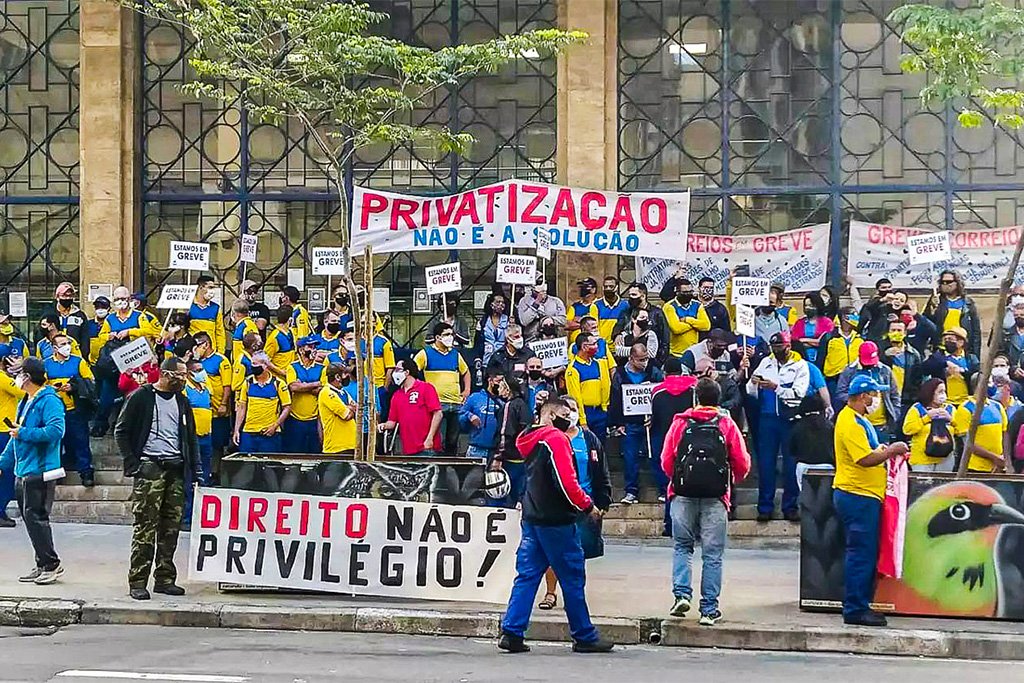 Greve dos Correios em setembro de 2020: funcionáros protestam contra a privatização (Divulgação/Sintect-Cas)