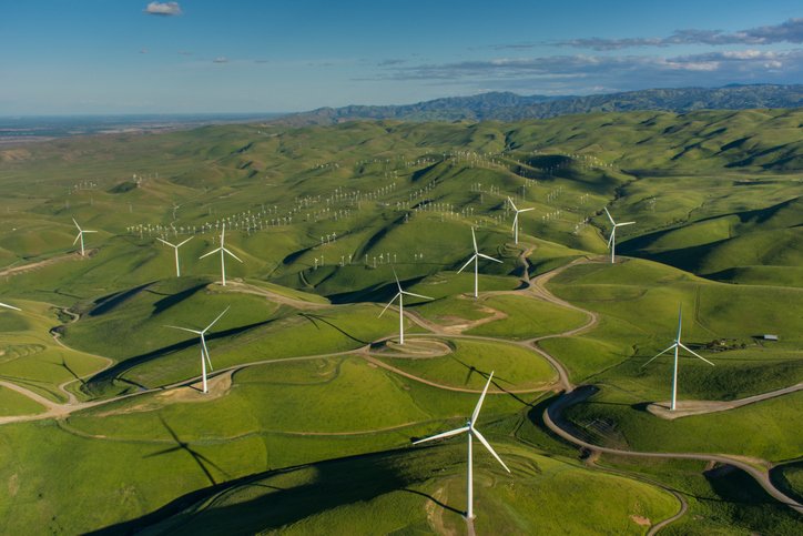 A 48 turbine  windfarm in Northern California