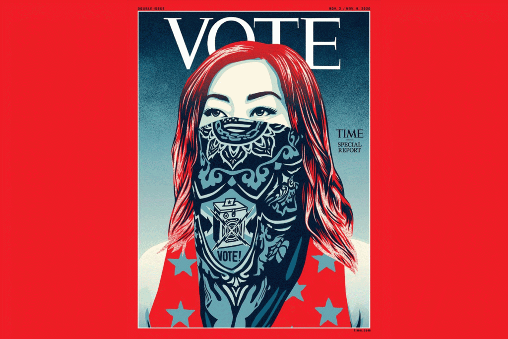 Por eleições, revista "Time" substitui logotipo pela primeira vez: "Vote"