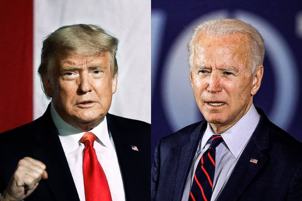 Donald Trump e Joe Biden disputaram o segundo turno das eleições americanas em 2020 (Montagem/Exame)