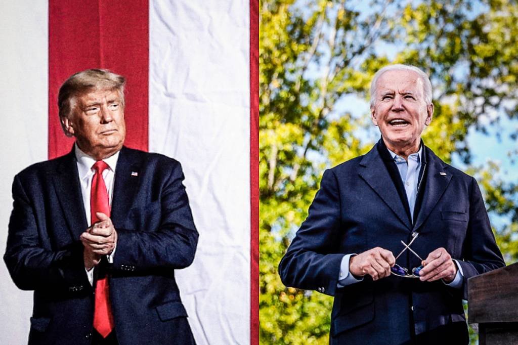 Trump e Biden disputam a presidência dos Estados Unidos (Montagem/Exame)