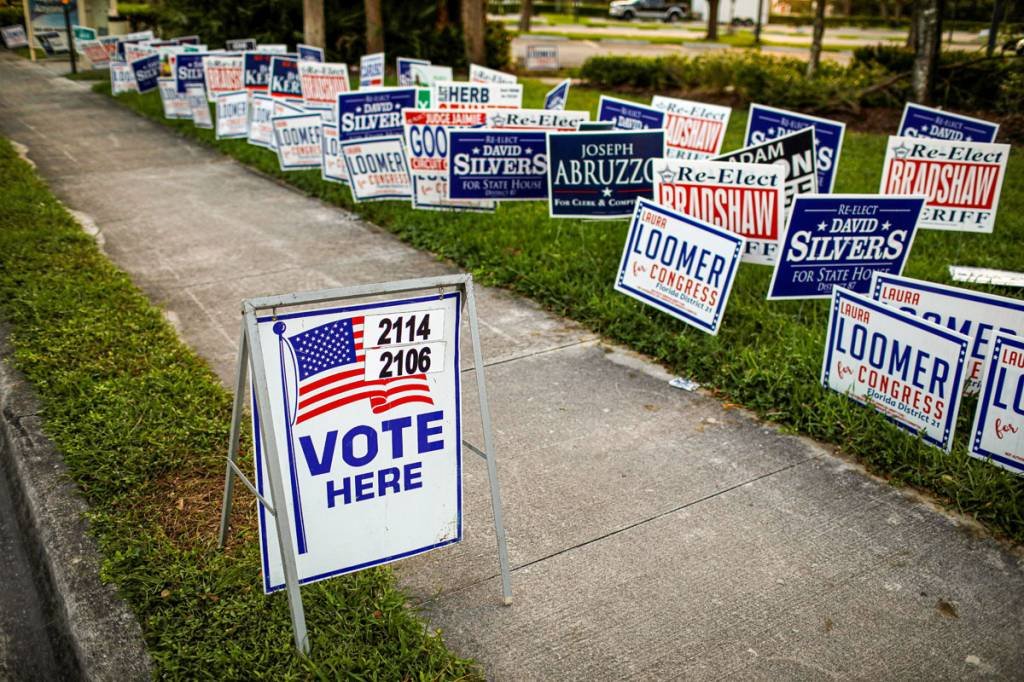 Votação na Flórida: estado é um dos que podem ter votos contabilizados ainda nesta noite e que pode decidir eleição (Marco Bello/Reuters)