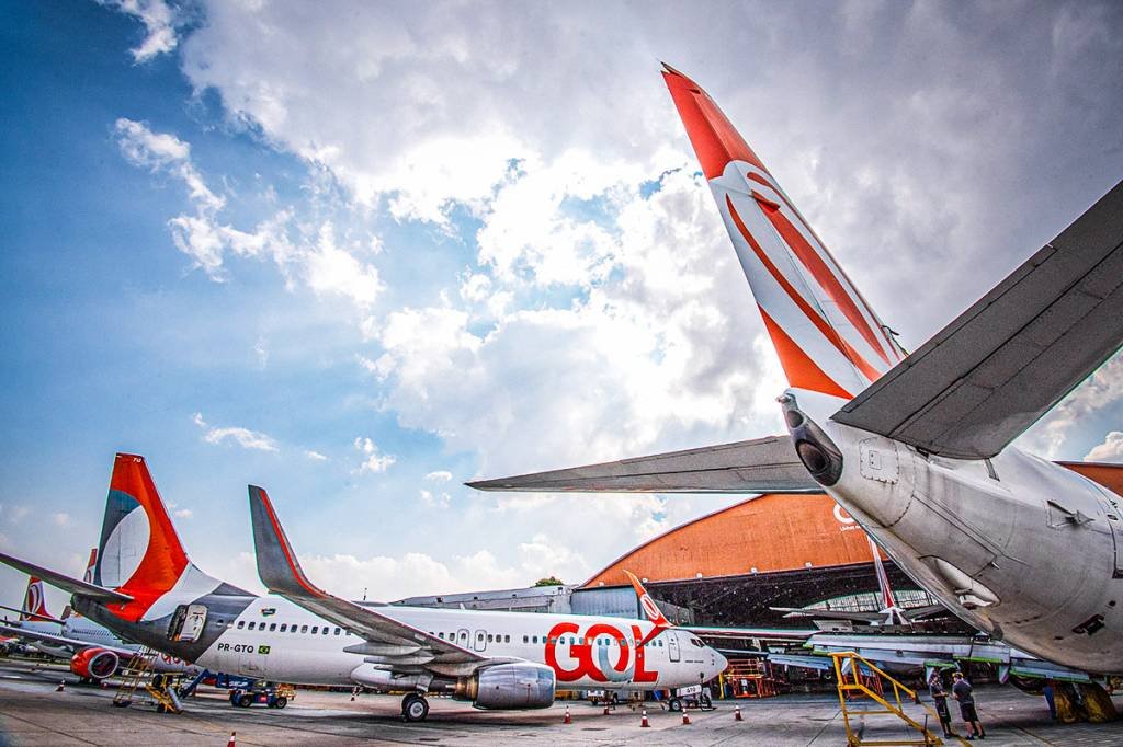 Aviões da GOL estacionados no Aeroporto de Congonhas | Foto: Germano Lüders/Exame (Exame/Germano Lüders)