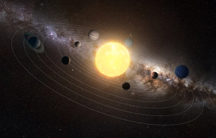 Sistema solar: hoje existem oito planetas que orbitam o Sol, além de Plutão (SCIEPRO/Getty Images)