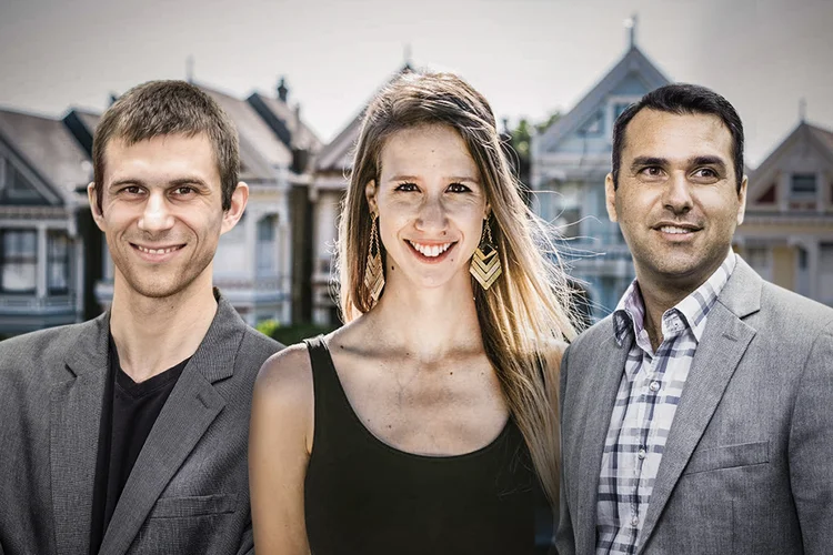 Yuri Danilchenko, Gina Gotthilf e Brian Requarth, em foto montagem: Nova rede de startups para empreendedores iniciantes (Divulgação e Germano Lüders/EXAME/Exame)