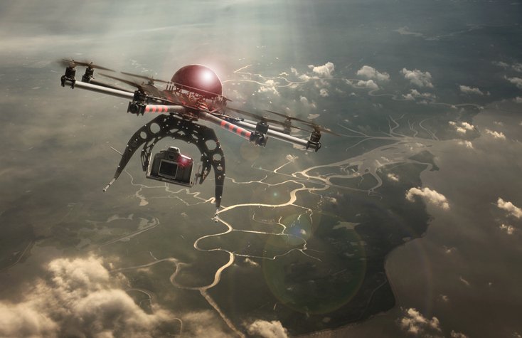 A drone flying and filming over a river delta in the Amazon Basin (Buena Vista Images/Getty Images)