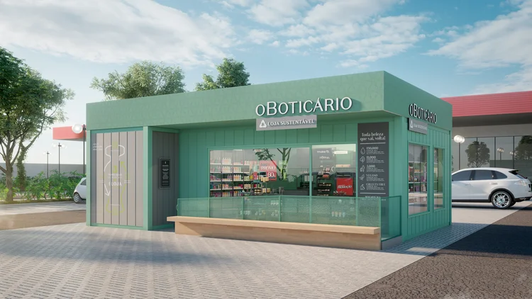 A loja de plástico reciclado do Boticário utiliza 3 toneladas de resíduos nas paredes e no piso (Boticário/Divulgação)