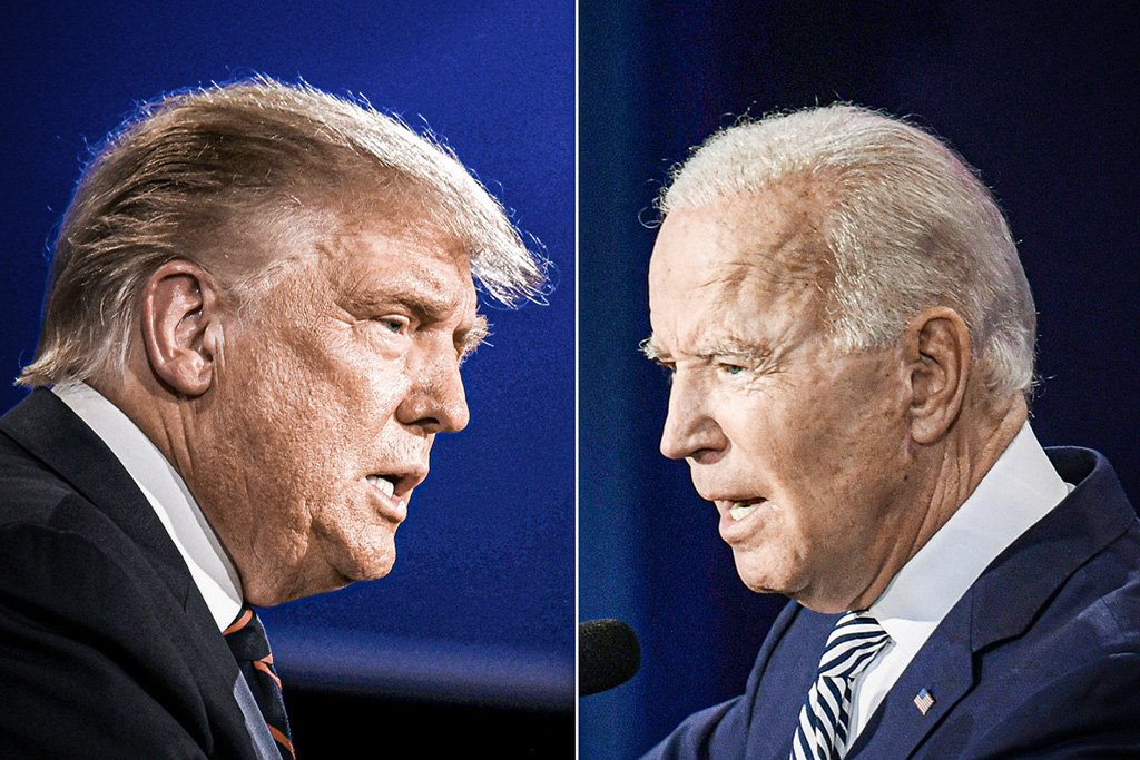 Trump X Biden: eleições americanas ocorrem hoje e pesquisas reduzem a diferença entre o republicano e o democrata nos estados-chaves (Montagem/Exame)
