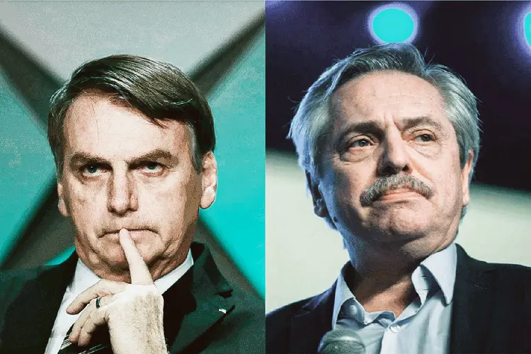 Jair Bolsonaro e Alberto Fernández, líder do Executivo brasileiro disse que não iria à posso do novo presidente da Argentina  (Montagem/Exame)