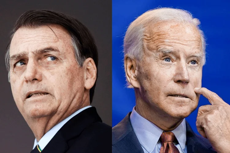 Antes apoiador de Donald Trump, o presidente Jair Bolsonaro já tenta costurar uma relação com Joe Biden, adversário do republicano nas eleições americanas (Montagem EXAME/Getty Images)