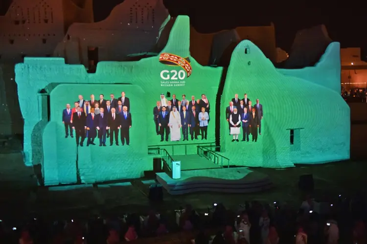 Cúpula do G20: a reunião das 20 maiores economias do mundo foi realizada neste ano por vídeoconferência; o presidente Donald Trump participou do início, mas saiu para jogar golfe (AFP/AFP Photo)