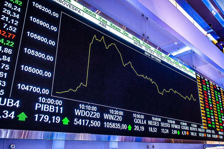 Painel de cotações da B3: ações da Yduqs e Cogna disparam, respectivamente, 11,13% e 7,81% após anúncio (Germano Lüders/Exame)