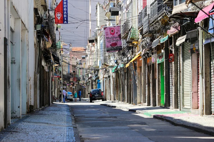 Centro do Rio de Janeiro: o fechamento de serviços não essenciais é defendido por especialistas em saúde pública. (Luiz Souza/NurPhoto/Getty Images)