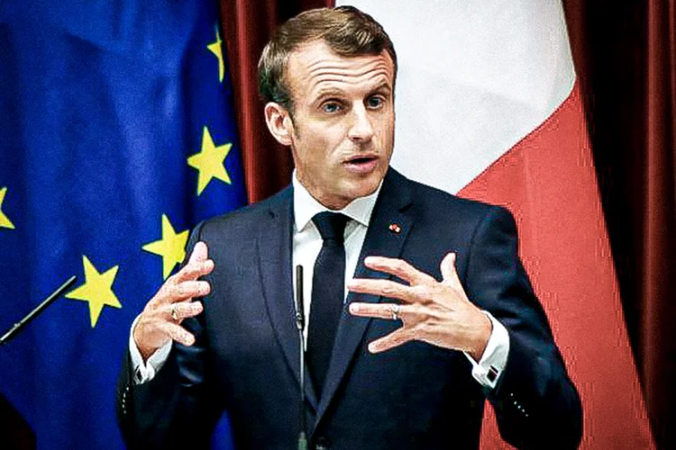 No início de novembro, Macron publicou uma coluna no jornal britânico Financial Times na qual explicava que "a França está lutando contra o separatismo islâmico, nunca contra o islã" (Koji Sasahara/Pool/Reuters)