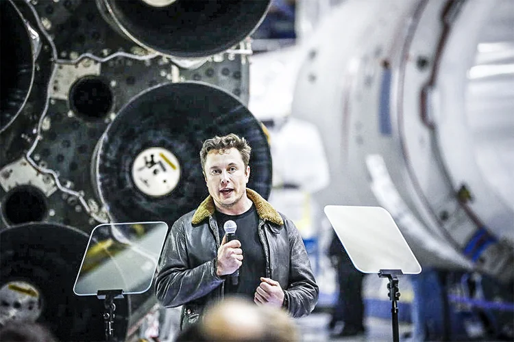 Elon Musk, fundador da Tesla e da SpaceX, em evento na Califórnia (Bloomberg / Colaborador/Getty Images)