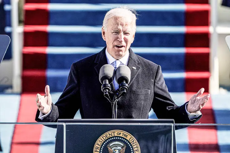 Joe Biden em discurso na posse como novo presidente dos EUA: ativos com pegada ESG devem se valorizar (Patrick Semansky/Reuters)