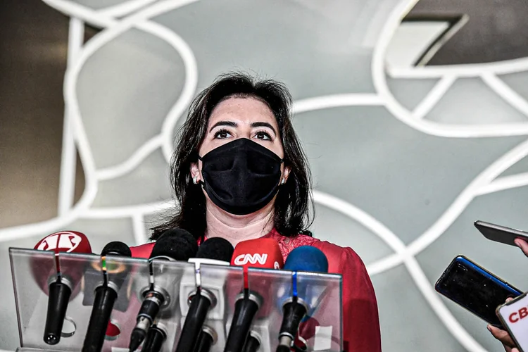 Simone Tebet: a senadora disse que se sente preparada para liderar a candidatura presidencial organizada pelo que chamou de "centro democrático" (Roque de Sá/Agência Senado)