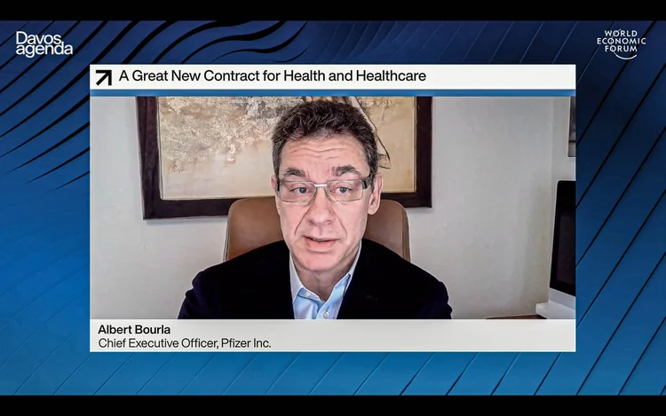 Genebra - Suíça, 25 a 29 de janeiro de 2021.

Albert Bourla, CEO, Pfizer, EUA; Conselho Empresarial Internacional (Pascal Bitz/World Economic Forum/Divulgação)