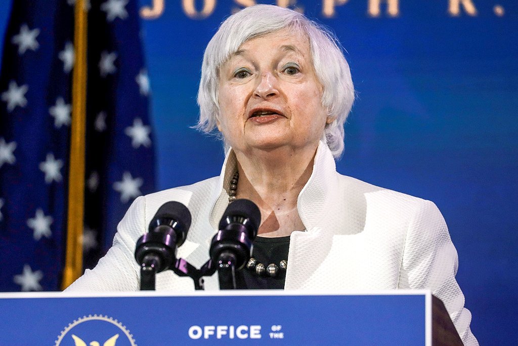 Janet Yellen: Em relação à variante Ômicron, identificada recentemente, a secretária afirmou que são necessários mais dados (Leah Millis/Foto de arquivo/Reuters)