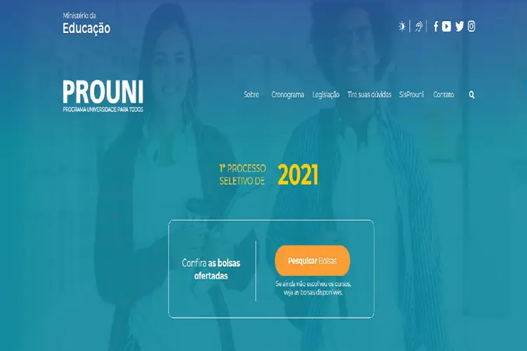 Prouni: o Programa Universidade para Todos oferece, nessa edição, 162 mil bolsas para 13.117 cursos em 1.031 instituições de ensino, localizadas em todas as unidades federativas (Site do Prouni/Reprodução)