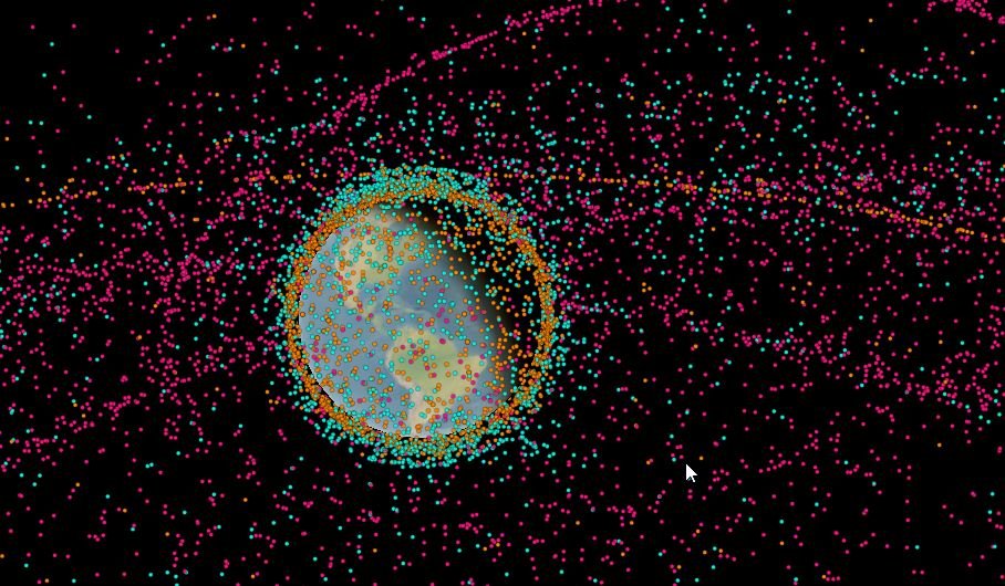 Congestionamento estelar: excesso de objetos na órbita da Terra eleva risco de colisão (AstriaGraph/Reprodução)