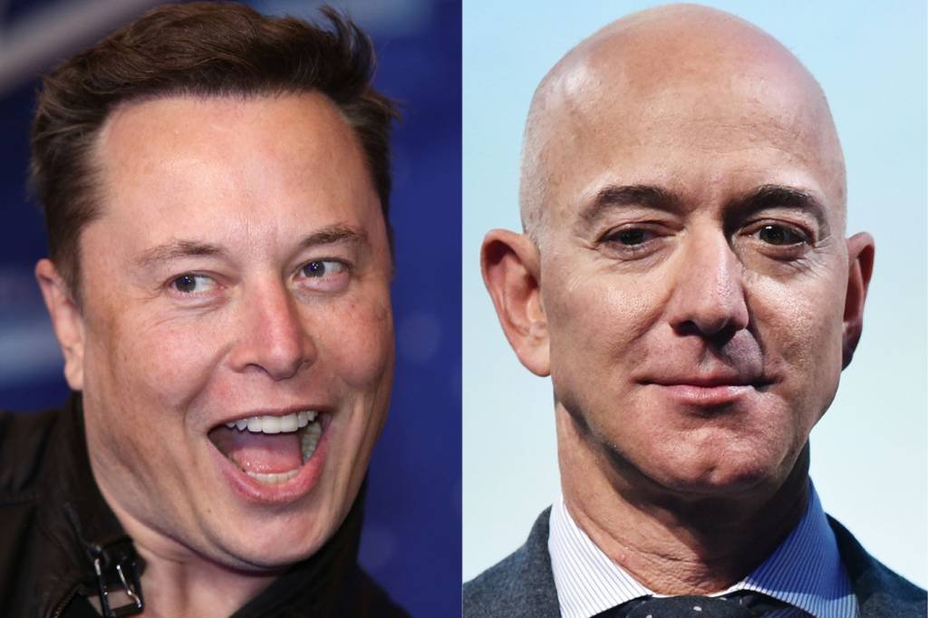 Musk e Bezos: bilionários querem internet global direto do espaço (Bloomberg / Getty/Getty Images)